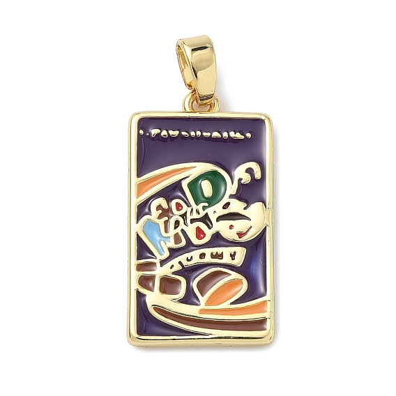 Латунные подвески, прямоугольник амулеты, с эмалью, без кадмия и без свинца, стойки покрытие, долговечный