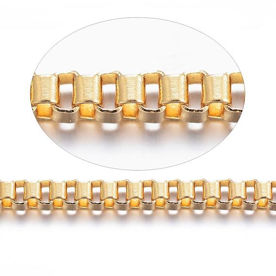 304 Stainless Steel Venetian Chains Box Chains, with Spool, Unwelded, for Jewelry Making