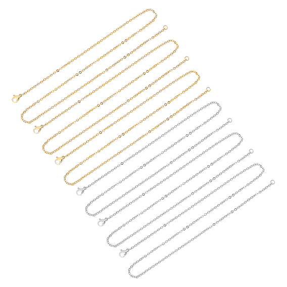 12 шт. 2 цвета 304 ожерелье из нержавеющей стали с цепочкой, с карабин-лобстерами 