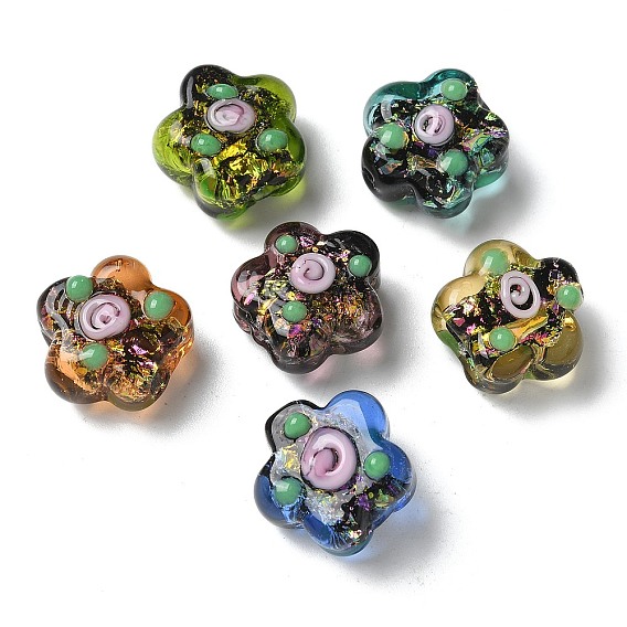 Нити из фольги в технике лэмпворк, слива