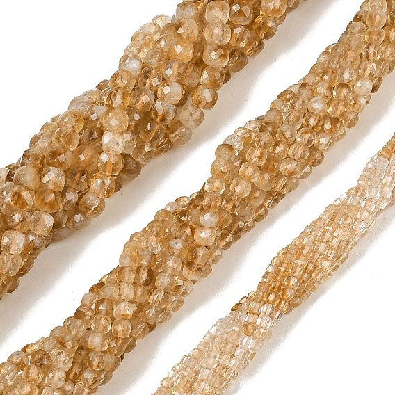 Нагретые нити из натуральных цитриновых бусин, граненые, кубические