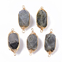 Natural Gemstone Links/Connectors, Brass Wire Wrapped Links, Faceted, Column, Golden