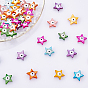 Nbeads 50Pcs Natural Freshwater Shell Beads, with Enamel, Double-Faced, Star with Evil Eye, Dyed