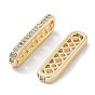 Brass Micro Pave Clear Cubic Zirconia Multi-Strands Links, Cadmium Free & Nickel Free & Lead Free, Spacer Bars, Oval, 3-Hole