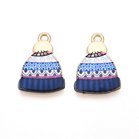 Подвески из сплава с принтом на зимнюю тематику, без свинца, без кадмии и без никеля, шляпные прелести, золотые