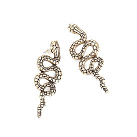 Vintage Texture Carved Alloy Snake Earrings for Women - Chic, Cool and Serpentine Ear Jewelry with Retro Flair