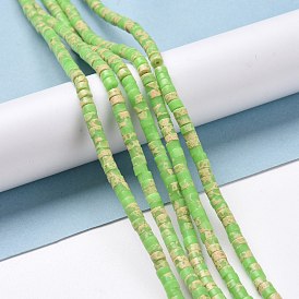 Synthetic Imperial Jasper Beads Strands, Green, Flat Round