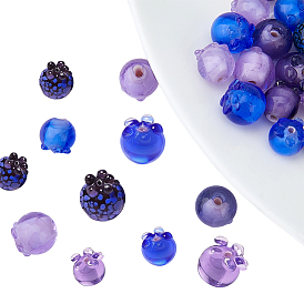 24pcs 8 style handgemachte Lampwork Perlen, Blaubeere