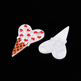 Printed Acrylic Pendants, Heart whit Ice Cream Shapes