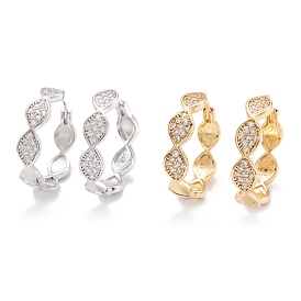 Messing Micro Clear Pave Cubic Zirkonia Huggie Creolen, Ring mit Pferdeauge