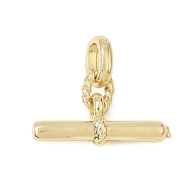 Brass Pendants, T Bar Charms, Rack Plating, Long-Lasting Plated, Cadmium Free & Lead Free