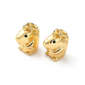 Brass Micro Pave Black Cubic Zirconia Charms, Hamster Charms, Cadmium Free & Lead Free, Rack Plating, Long-Lasting Plated