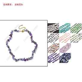 30 pièces 10 couleurs colliers de perles en pierres précieuses naturelles et synthétiques, avec 304 inoxydable chaînes en acier, réel 18 k plaqué or