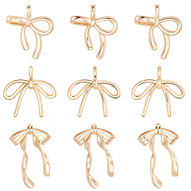 12 шт 3 стили латунные подвески, бантом прелести, долговечный, без кадмия и без свинца, стойки покрытие