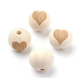 Perles de bois non finies, perles en bois naturel perles d'espacement, ronde