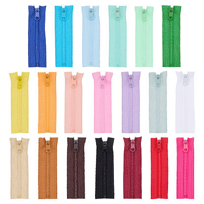 20 Stück 20 Farben Bekleidungszubehör, Komponenten-Sets mit Reißverschluss, Nylon-Reißverschluss & Reißverschluss-Abzieher, Rechteck