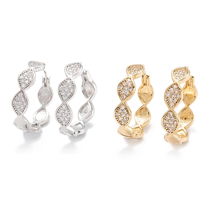 Messing Micro Clear Pave Cubic Zirkonia Huggie Creolen, Ring mit Pferdeauge