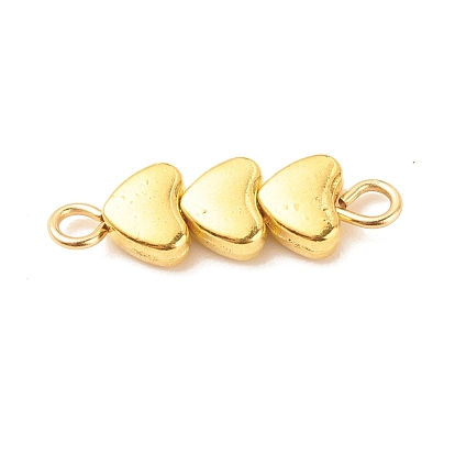 Alloy Connector Charms, Three Hearts
