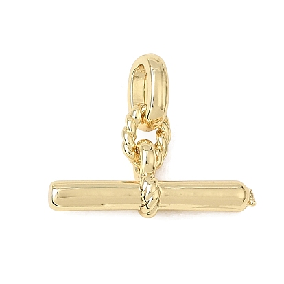 Brass Pendants, T Bar Charms, Rack Plating, Long-Lasting Plated, Cadmium Free & Lead Free