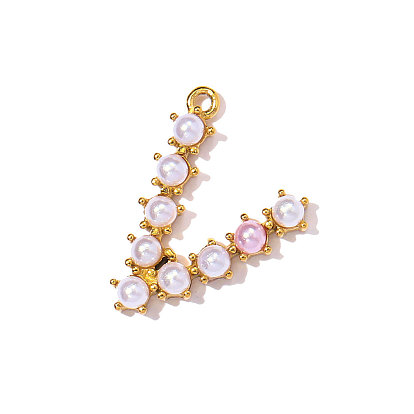 304 подвески из нержавеющей стали, с абс пластмассовой имитационной жемчужиной, ионное покрытие (ip), реальный 18 k позолоченный, зеркальная полировка