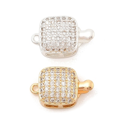 Латунные застежки из прозрачного кубического циркония с микропаве, квадратный