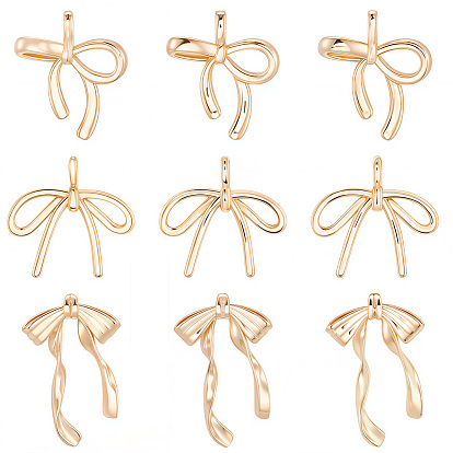 12 шт 3 стили латунные подвески, бантом прелести, долговечный, без кадмия и без свинца, стойки покрытие
