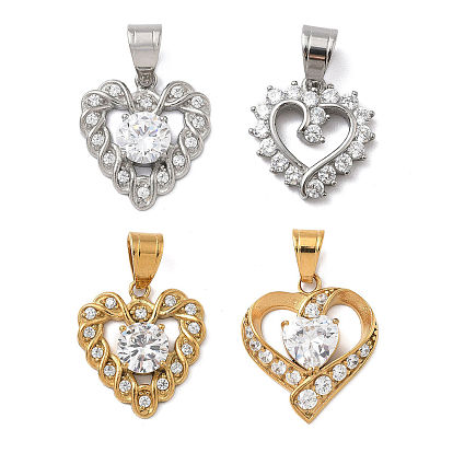 316 хирургические подвески из нержавеющей стали со стразами, сердце
