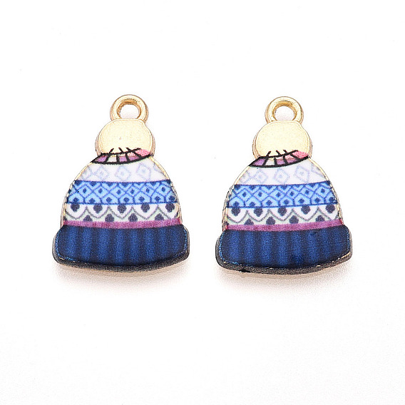 Подвески из сплава с принтом на зимнюю тематику, без свинца, без кадмии и без никеля, шляпные прелести, золотые
