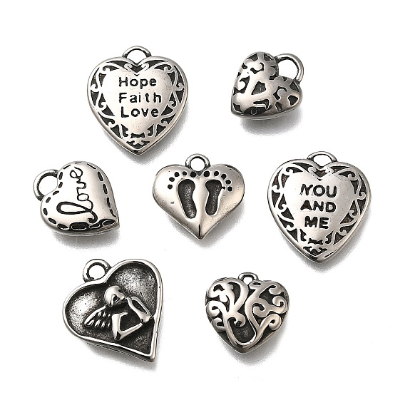 Ретро 304 из нержавеющей стали подвески, сердце прелести