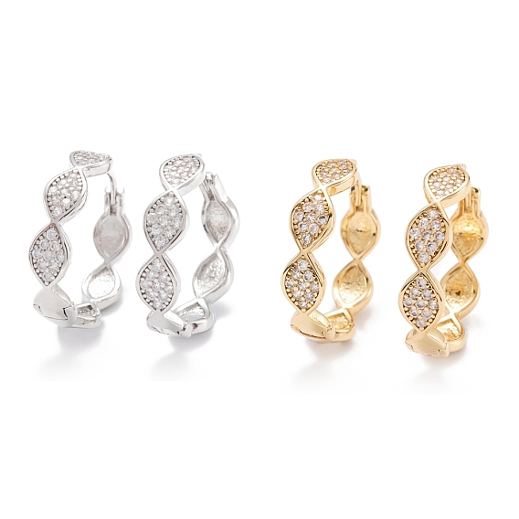 Messing Micro Clear Pave Cubic Zirkonia Huggie Creolen, Ring mit Pferdeauge