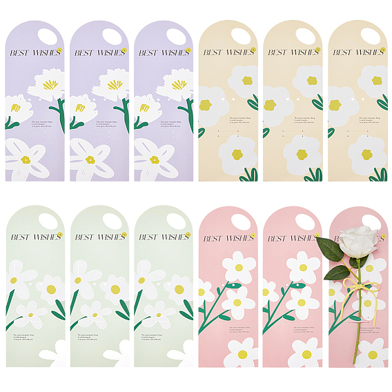 12шт. 4 цветные бумажные карточки с изображением одного цветка для Дня учителя, форма арки