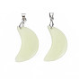 Synthetic Fluorite Pendants, with Platinum Plated Brass Findings, Moon