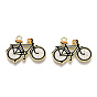 Light Gold Plated Alloy Jewelry Enamel Pendants, Bicycle