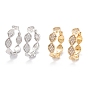 Messing Micro Clear Pave Cubic Zirkonia Huggie Creolen, Ring mit Pferdeauge