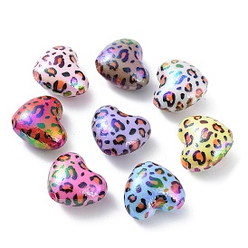 UV Plating Opeque Acrylic Beads, Iridescent, Heart