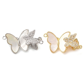 Brass Micro Pave Clear Cubic Zirconia Fold Over Clasps, Butterfly