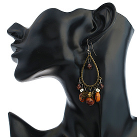 Серьги-подвески из акрилового сплава в этническом стиле, с CCB, слеза, античная бронза