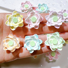 Непрозрачные кабошоны из смолы, лотос, градиент цвета