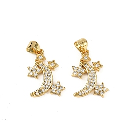 Латунные микро проложить кубического циркония подвески, Луна и звезды прелести, без кадмия и без свинца, стойки покрытие, долговечный