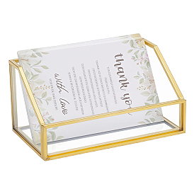 2Pcs Glass Business Card Box, Card Holder, Rectangle