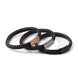 Imitation Leather Braided Cord Bracelets, with 304 Stainless Steel Magnetic Clasps, 220x9x5mm