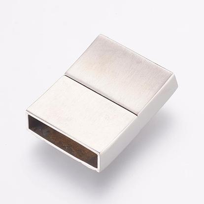 304 Stainless Steel Magnetic Clasps with Glue-in Ends, Ion Plating (IP), Smooth Surface, Rectangle with Chevron