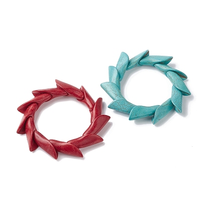 Эластичные браслеты из окрашенной синтетической бирюзы и листьев бирюзы, плитка браслет