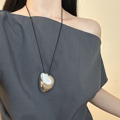 Кулон в виде геометрических самородков из сплава, регулируемый черный вощеный шнур, длинные цепочки для женщин.