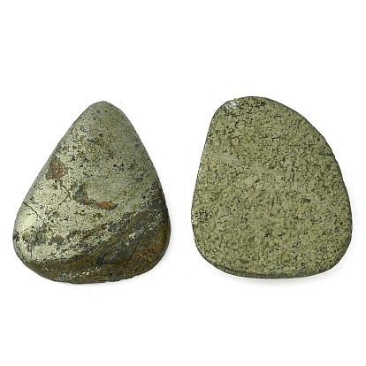 Natural Pyrite Flat Back Cabochons, Mixed Shapes