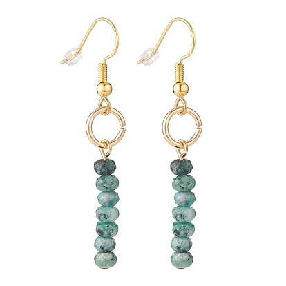 Cuentas de piedras mixtas naturales y sintéticas cuelgan los pendientes, aretes colgantes con borla de piedra redonda, dorado