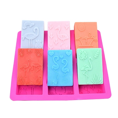DIY Rectangle with Flamingo Soap Silicone Molds, for Handmade Soap Making