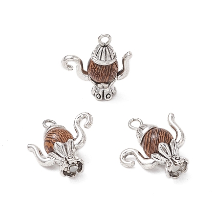 Подвески из натурального дерева венге, чайник, с тибетском стиле сплава