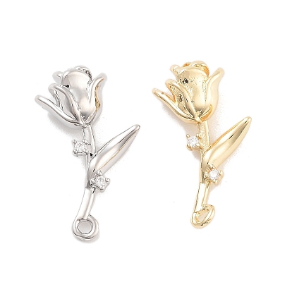 Подвески из латуни с прозрачным фианитом, без кадмия, без никеля и без свинца, формы роз