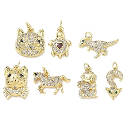 Brass with Rhinestone Pendants, Animals Charms, Golden